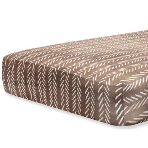Image of Pobibaby 1 Pack Fitted Crib Sheets for Boys - Premium Cotton Blend Baby Woodland Crib Sheet Set, Soft Breathable Toddler Bed Sheets for Standard Mattress, Boys Nursery Bedding 52x28 (Wildlife Brown)