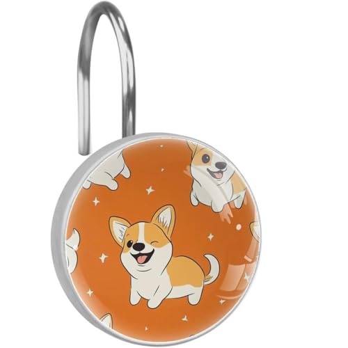 Ganchos de cortina de ducha de corgi ideales para decorar el baño de los niños 2