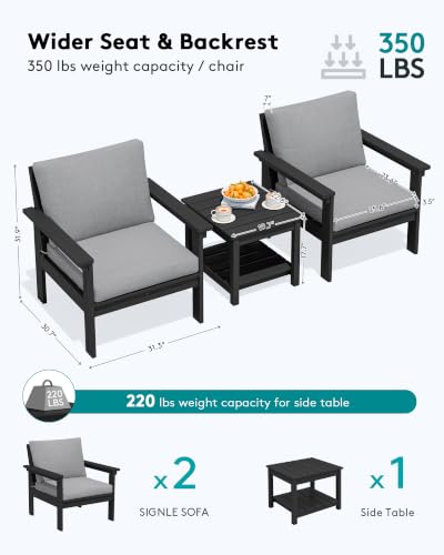 Image of SERWALL HDPE Patio Conversation Set with Side Table