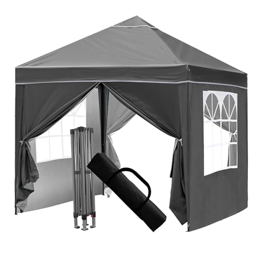 Pop Up Gazebo Gazebo with Removable Sidewalls Sturdy Frame Weather-Resistant Protection Ideal for Outdoor Events Parties and Markets (grey)