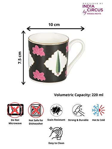 Image of India Circus Premium - Fine Ceramic - 22k Liquid Gold Coffee Mug Set of 6, White, IC CM6 Melon LE01, Tea Cup Set of 6, Mugs for Coffee, Cups Set of 6, Ideal for Gifting, Perfect for Home and Office