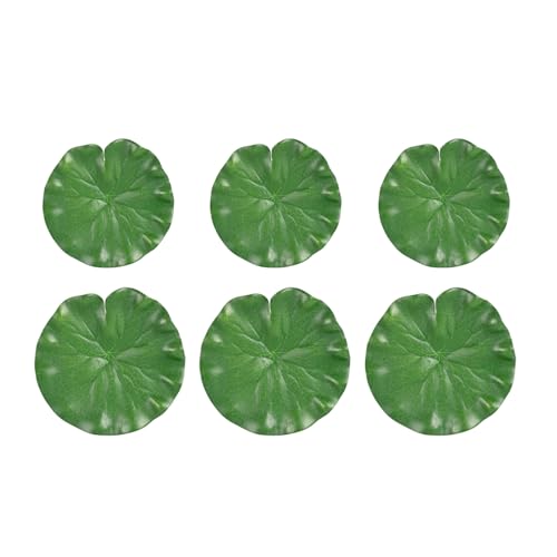 6 Pcs Floating Lily Pads Plastic Pond Ornaments, Artificial Lotus Leaves, Foam Water Lily Pads for Koi Fish Pool, Outdoor Patio, Aquarium Pond Decor, Realistic Floating Leaves for Pond Decoration