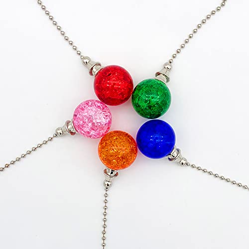 Image of 2 Pack Dotlite Crystal Ceiling Fan Pull Chain Accessories, Decorative String Pulls Pendant Extension, 12 Inches Beaded Ball Pull Chains Extender Ornament With Connector for Lamp (Red)