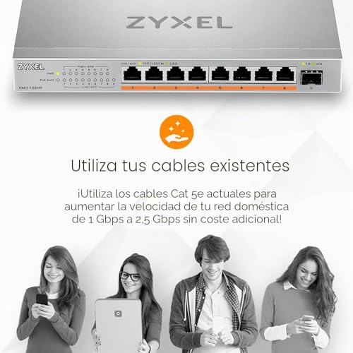 Conmutador Multi-Gigabit Ethernet Network Splitter Switch Zyxel de 8 puertos 2,5G 6