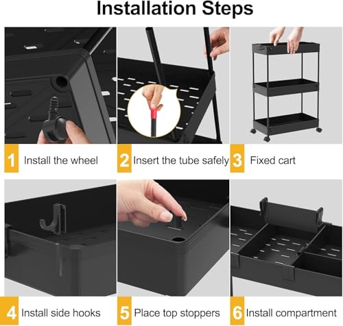 Image of SPACELEAD 2-piece Set Slim Storage Cart 3 Tier,Bathroom Organizer Rolling Utility,Mobile Shelving Unit Slide Out for Office, Kitchen, Laundry Room & Narrow Places