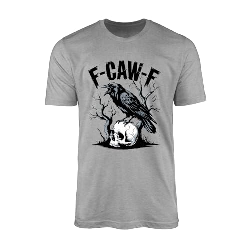 Funny F-CAW-F Raven Skull T-Shirt – Gothic Halloween Crow Tee – Edgy Unisex Spooky Shirt