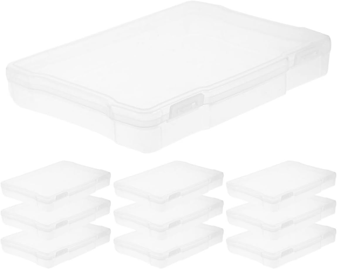Toyvian 10 Pcs Plastic Photo Storage Boxes with Lids Portable and Not Easy to Deform Pp Material Craft Organizer for Photos and Small Items