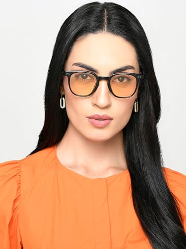 Image of VINCENT CHASE EYEWEAR By Lenskart | Black Yellow Full Rim Oval Sunglasses | Indoor Glasses | 100% Uv Protected | For Men & Women | Large | Vc S16750