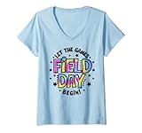 Photo Gallery donna teacher student field day let the games begin field day maglietta con collo a v Photo Gallery donna teacher student field day let the games begin field day maglietta con collo a v