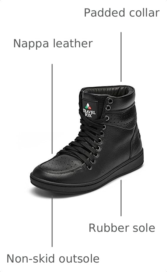 Image of TRAVEL FOX Unisex 900 Nappa Leather Round Toe Lace-Up High-Top Sneakers