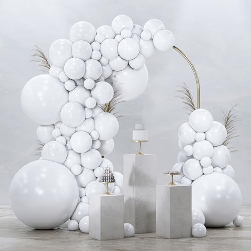 Image of PartyWoo White Balloons 99pcs Matte White Latex Balloons Different Sizes