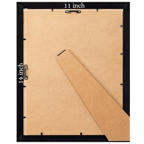Image of eletecpro 11x14 Gold Picture Frames Set of 4, Vintage Photo Frames with Clear Acrylic Cover, Gallery Wall Art Display 8x10 Photo with Mat or 11x14 without Mat for Tabletop or Wall Mount, Home Decor