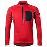 FASZFSAF Chaqueta Soft Shell de Ciclismo y Senderismo para Hombre, Maillot Deportivo Cortavientos Impermeable Cuello Alto,Rojo,M