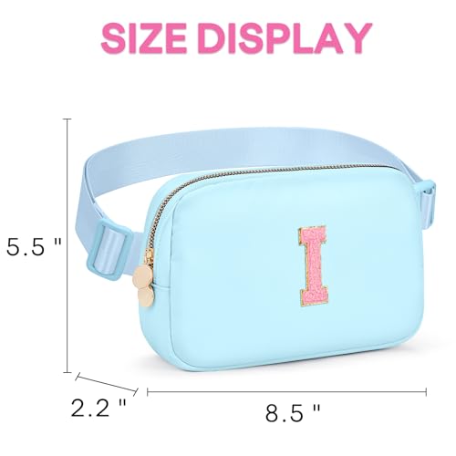 Image of mibasies Initial Fanny Pack for Girls, Birthday Gifts for 4 5 6 7 8 9 10 11 12 13 Teen Girl - Cute Personalized Trend Stuff - Light Blue I