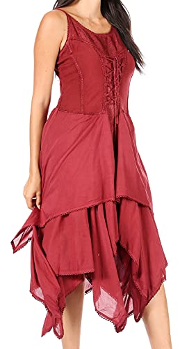 Image of Sakkas Lady Mary Jacquard Corset Style Bodice Lightweight Handkerchief Hem Dress