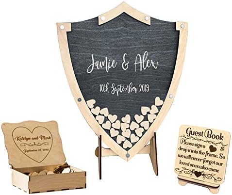 Ozinna Personalized Guest Book, Wedding Guestbook Alternative, Custom Wooden Heart for Guest Book Wedding Ideas Wedding Letter Guest Drop Box Alternative Rustic Wedding Guest Book (Heart - Brown)
