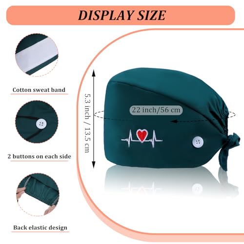 Image of 8 Pcs Elastic Nurse Hats Teeth Pattern Working Hats Bulk for Women Dental Caps Adjustable Dentist Scrub Cap Colorful