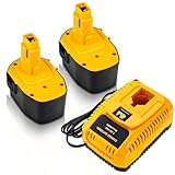 Boetpcr 2Packs 3600mAh Ni-Mh 14.4 Volt DC9091 Battery and DC9310 Charger Compatible with Dewalt 14.4V Battery XRP DW9091 DW9094 DE9031 DE9038 DE9091 DE9092 DE9094 DE9502 Cordless Power Tools