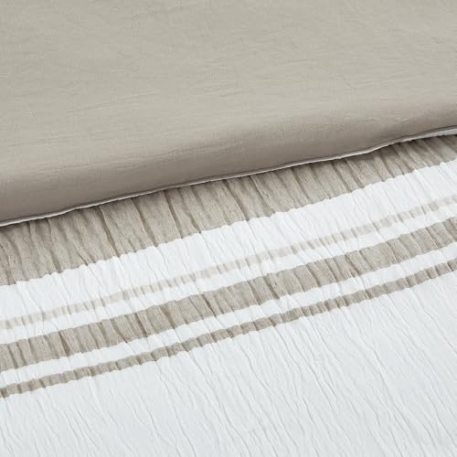 Image of Modern Threads 5-Piece Jacquard Comforter Set, Lonnie King in White Taupe - Elegant Comforter, 2 Pillow Shams, and 2 Decorative Pillows