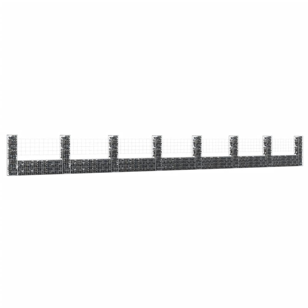 KCCKOM U-Shape Gabion Basket with 8 Posts Iron 338.6