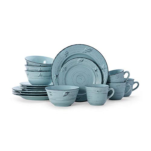 Image of Pfaltzgraff Trellis Coastal 16-Piece Dinnerware Set, teal