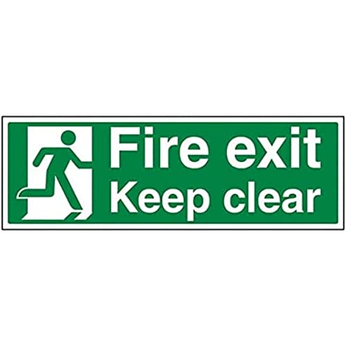 V Safety Eco Friendly Fire Exit - Fire Exit Keep Clear - 600 X 200mm, Multi, 600x200mm
