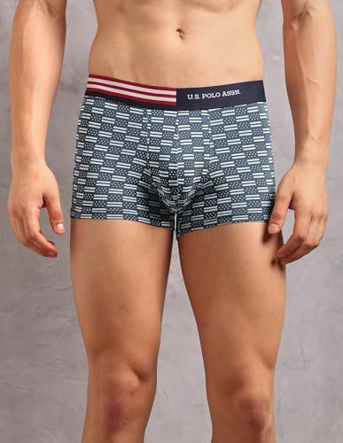 Image of U.S. Polo ASSN. Men's OET20 Printed Low Rise Underwear Trunks - Pack of 3