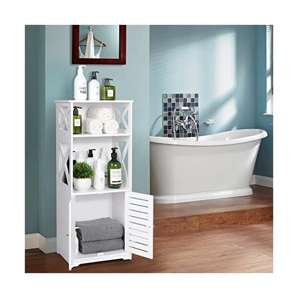 Bathroom Floor Storage Cabinet,Bathroom Storage Furniture Home Organizer Shelf Rack Multiple Tiers Shelves Cabinet,Free Standing Cabinet with Shelf,Small Space Corner Cabinet