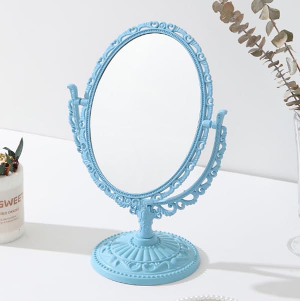 Espejo de maquillaje ovalado AKOAK de escritorio, 360° rotativo miniatura 1