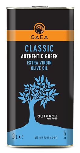 Gaea Classic Authentic Extra Virgin Olive Oil | Cold Pressed | Non-GMO | Mild Flavor Perfect for Cooking | 101.5 fl oz tin delivered in a protected clamshell box (Pack of 1)