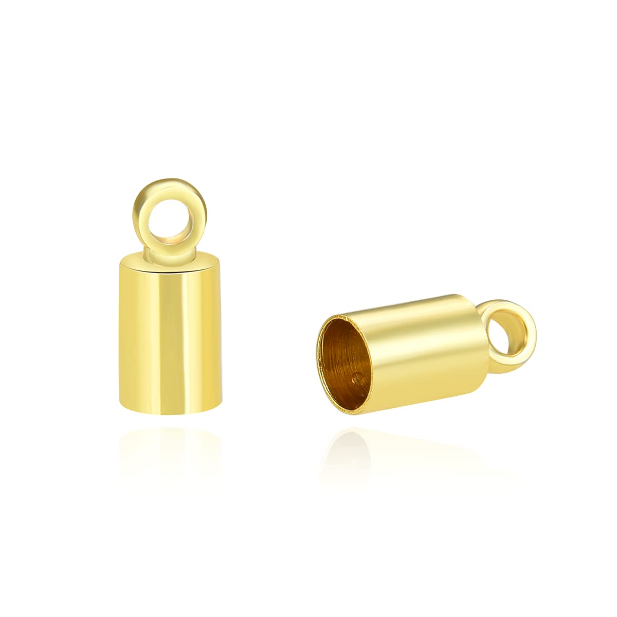 Adabele 50pcs Tarnish Resistant Endcap Barrel Beads Gold Plated Brass for 3mm (0.12 Inch) Cord Beading Wire Jewelry Craft Making BF223-5