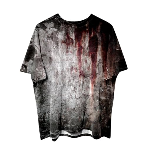 I'm Fine Bloody - Maglietta da uomo per Halloween, con motivo di schizzi di sangue, con mani sanguinose, con scollo rotondo, infortunio sanguinante, grigio scuro, M I'm Fine Bloody - Maglietta da uomo per Halloween, con motivo di schizzi di sangue, con mani sanguinose, con scollo rotondo, infortunio sanguinante, grigio scuro, M