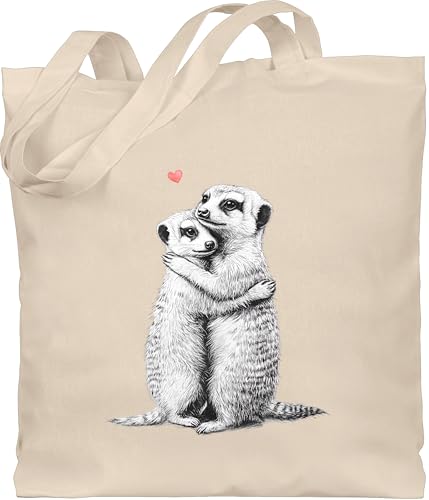 Shirtracer Baumwolltasche - Taschen - Ich liebe dich Geschenke Erdmännchen Paar Geschenk Pärchen Geschenke Liebe I Paare Geschenk - Unisize - Naturweiß - tasche mit für zum hochzeitstag herz