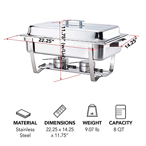 Alpha Living 70014-Gray 4 Pack 8Qt Chafing Dish High Grade Stainless Steel Chafer Complete Set, 8 Qt, Alpine Gray Handle #TOP1