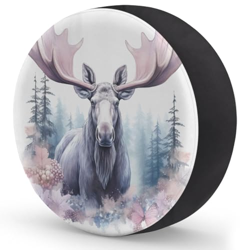 Image of Spare Tire Cover for RV Trailer, Moose Deer Nature Tire Covers Universal Fit for Travel Trailer Camper Jeep RV SUV Truck Waterproof Wheel Cover (16 inch for Diameter 29 inch - 31 inch)
