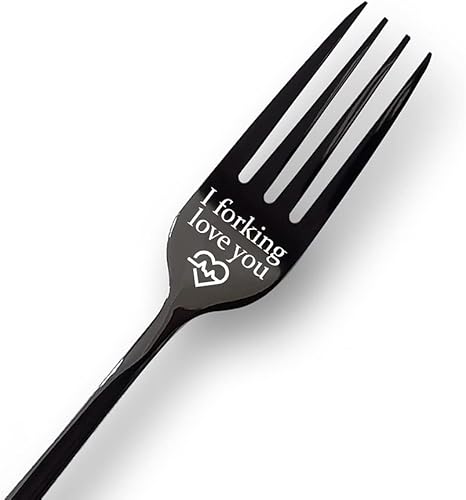 Miniatura 8 de Regalos de San Valentín para él, ella, hombres, mujeres, tenedores de cena con texto en inglés "I Love You", divertidos tenedores grabados de acero