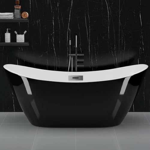 67-Inch Acrylic Freestanding Bathtub with Matte Drain