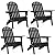 Yaheetech Folding Adirondack Chair Set of 4 Outdoor, 300LBS Solid Wood Garden Chair Weather Resistant, Fire Pit Lounge Chairs for Garden/Yard/Patio/Lawn, Black