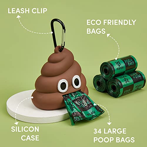 Image of BarkButler x FOFOS Poop Bag Accessory Set (34 Bags with 1 Dispenser) - Leakproof & Durable Dog Poop Bags, Poop Bag Dispenser for Dogs - Brown & Green