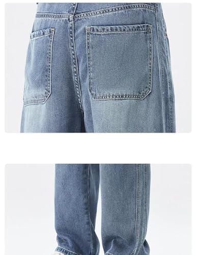 Men's Loose Jeans Spring Summer Thin Soft Denim Pants Wide Leg Elastic Waist Casual Plus Size 7