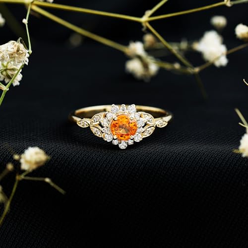 Certified Orange Sapphire Flower Engagement Ring, AAA Quality, Natural Sapphire Diamond Ring - Ready to Gift3