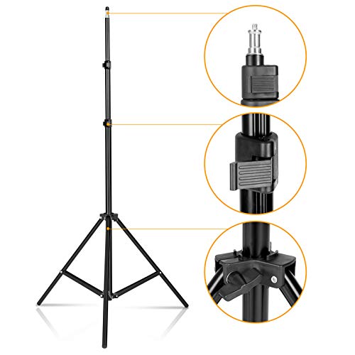 LOMTAP 6.5 Feet/2M Photography Light Stand Portable Adjustable Light Weight Tripod Stands for Photo Studio Video Softbox Umbrella Ring Light Flashes Reflector and Other Photographic Equipment (Black)