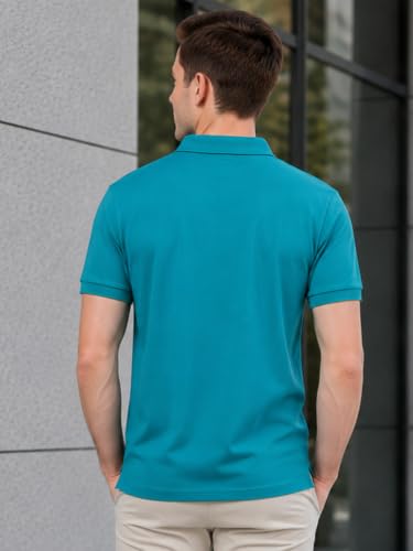 Image of Lux Cozi Men's Cotton Solid Polo Tshirt | Collar Tshirts | Half Sleeves | Stylish & Premium All Day Wear | Pack of 1