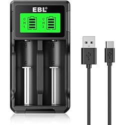Pila 18650 Recargable 3.7 V Litio EBL LCD Cargador de Pilas para Pila Recargable AA AAA C o 3,7V Litio 14500 18650 16340(RCR123) 18490 18350 17670 17500 26650 22650 baterías Recargables