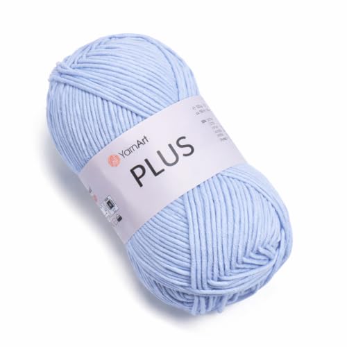 Image of YarnArt Plus Soft Cotton Blend Yarn - 100g (3.5oz) 160m (174yds), 55% Cotton 45% Acrylic - Worsted Weight #4 - Ideal for Amigurumi, Baby Projects, Knitting & Crochet - Durable & Smooth (75-)