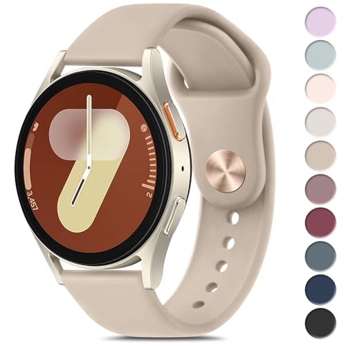 Meliya Bands Compatible with Samsung Galaxy Watch 7 / FE Band 40mm 44mm, 20mm Soft Silicone Sport Replacement Strap for Galaxy Watch 7 Band Women Men (Milk Tea)