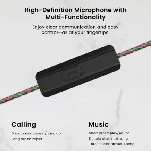 Image of BR Pro IEM Wired Earphones, in Ear Monitor with Type-C Plug, 10mm Titanium Driver, HD Mic, Oxygen-Free Copper Cable, Noise-Isolating Eartips - for Android, Laptops, Tablets