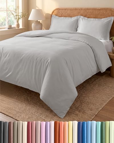 Juego Funda Nórdica 3 Piezas 240x260 cm Gris Claro - Funda Edredón 240x260 y 2 Fundas de Almohada 65x65 cm - Microfibra Cepillada - Sin Arrugas, Suave y Transpirable, OEKO-TEX Standard 100 Certificado