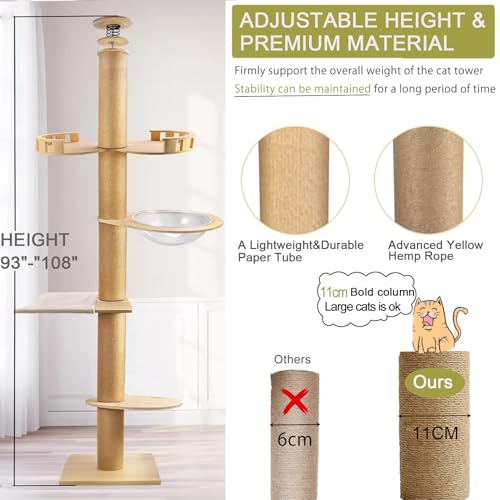 Árbol para gato ajustable de suelo a techo 108.2 in miniatura 4