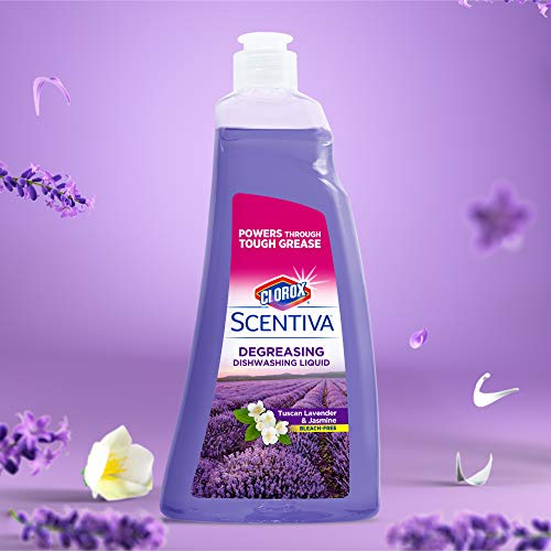 Image of Clorox Scentiva Liquid Dish Soap, Tuscan Lavender and Jasmine Scent - Ultra-Concentrated Dishwashing Liquid That Cuts Through Grease and Food Residue, Bleach-Free, 26 Fl Oz